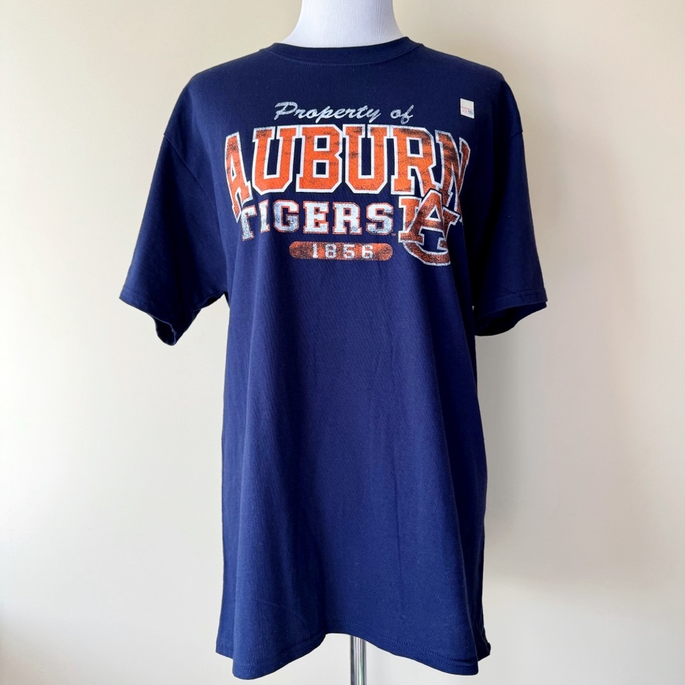Auburn Tigers T-Shirt Mens Large Tee NCAA College Basketball Navy Blue Orange